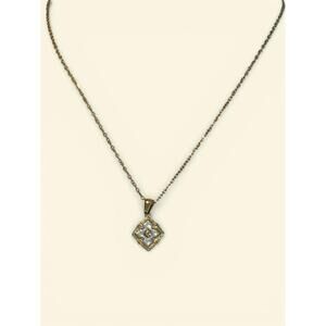 Stainless Elegant Gold Tone Necklace with Floral Pendant